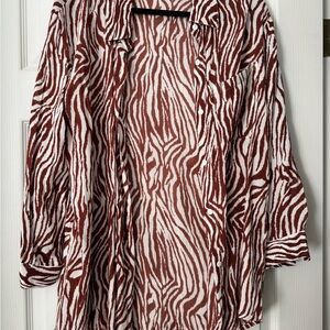 Nasty Gal Brown and White Animal Print Button-Down Shirt